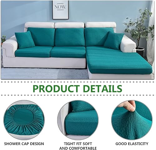 Miniatura 2 de ZYXFYY Fundas de cojín elásticas repelentes al agua para asiento de sofá, tela de alta elasticidad, funda de cojín impermeable para sofá (esmeralda,