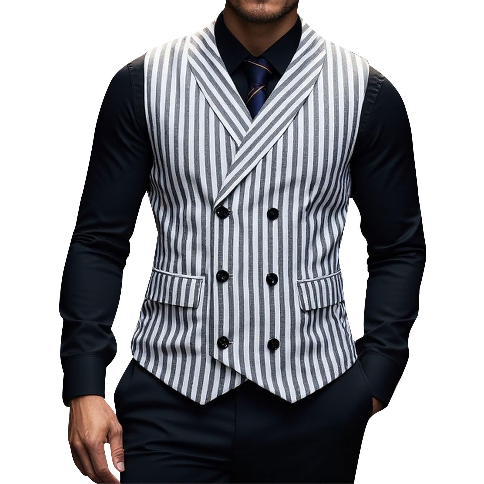 Chaleco sin mangas para hombre, de verano, color negro, estilo retro