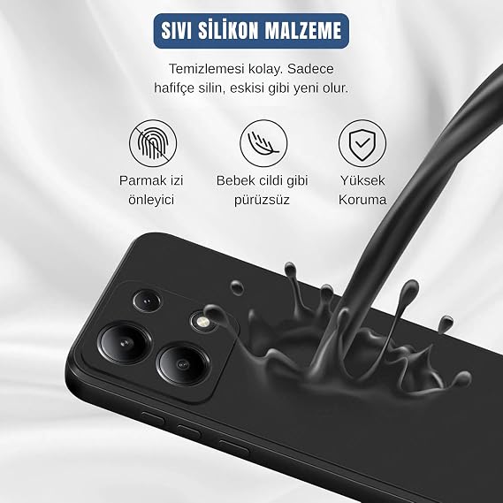 Ehr. Xiaomi Redmi Note 13 4G ile Uyumlu Lansman Kılıf, İçi Kadife Silikon, Kamera Çıkıntılı Koruyucu, Leke Tutmaz ve Darbe Emici Şık Kapak (Siyah, Xiaomi Redmi Note 13 4G)