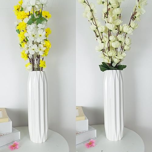 Miniatura 3 de Florero de cerámica blanca, jarrones modernos texturizados de 12 pulgadas de alto para decoración del hogar, granja, centros de mesa, estantes,