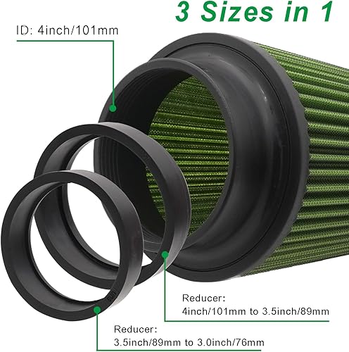 Miniatura 2 de 3 3.5 4 pulg. Filtro de admisión de aire frío 76mm 89mm 101mm Filtros de cono de rendimiento universal para coche deportivo de carreras 3 tamaños en