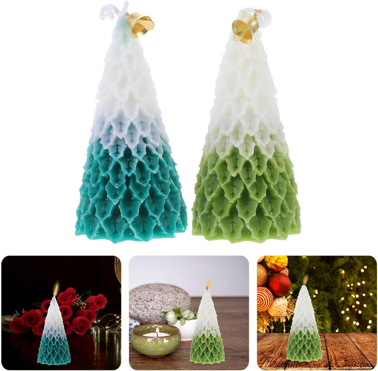 2pcs Christmas Tree Scented Candle Paraffin Decorative Festive Xmas