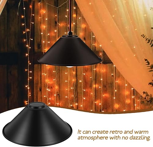 Miniatura 4 de UPKOCH Pantalla de lámpara de estilo industrial, cubierta de luz colgante de metal negro para el hogar, bar y pasillo, diseño vintage, resistente y