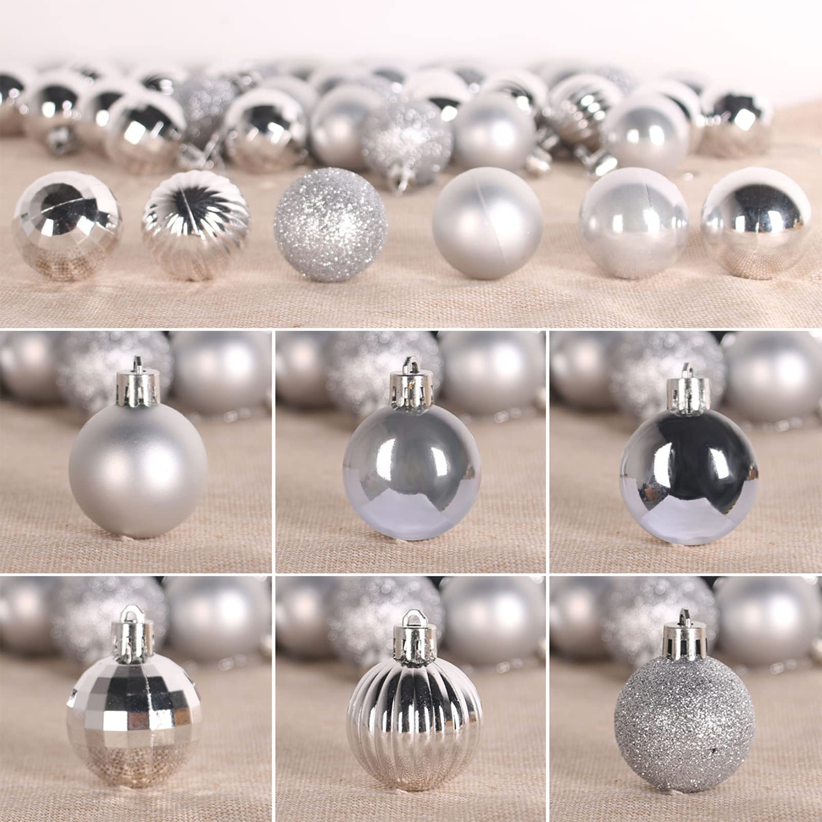 Lot de 36 boules de Noël incassables à suspendre pour anniversaire, Halloween, vacances, mariage Argenté 6,3 cm