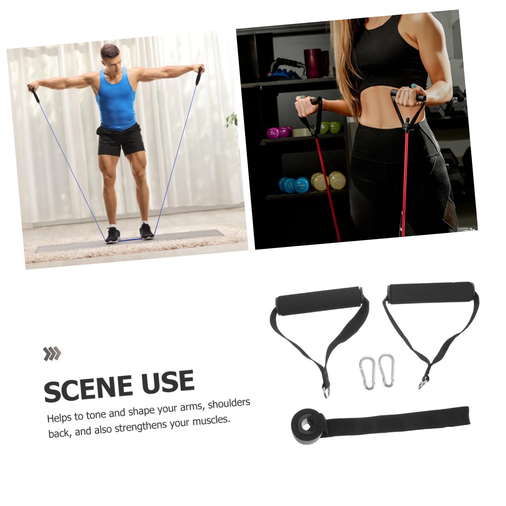 Toddmomy Spannseil-Set Kabel Ausbildung Trainieren handhaben Bands Yoga zubehör tragbare Fitnessgriffe Trainingsgriffe für den täglichen Gebrauch Fitness-Griffe Schaum Black