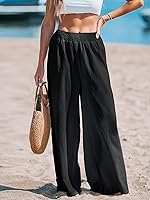 Vista 4 de CUPSHE Pantalones largos de cintura alta fruncida Sunshine para mujer