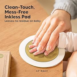 2-Pack Round Inkless Baby Hand and Footprint Kit - Mess Free Ink Pad for Newborn Keepsake, Dog Nose & Paw Print Kit, Clean Touch Ink Pad for Baby Hand & Footprints, Ideal New Mom Gifts (Gold)