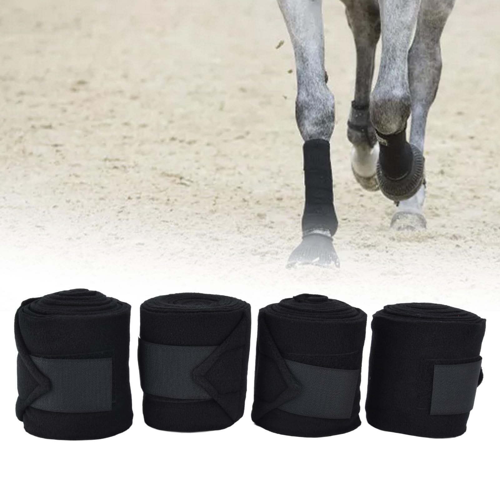 Atyhao Vendas para Caballos Vendas para Piernas, Vendas Estables Vendas para Piernas Ecuestres para Caballos Vendas para Botas de Piernas de Caballo para Caballo Perro Vaca Gato (Negro)