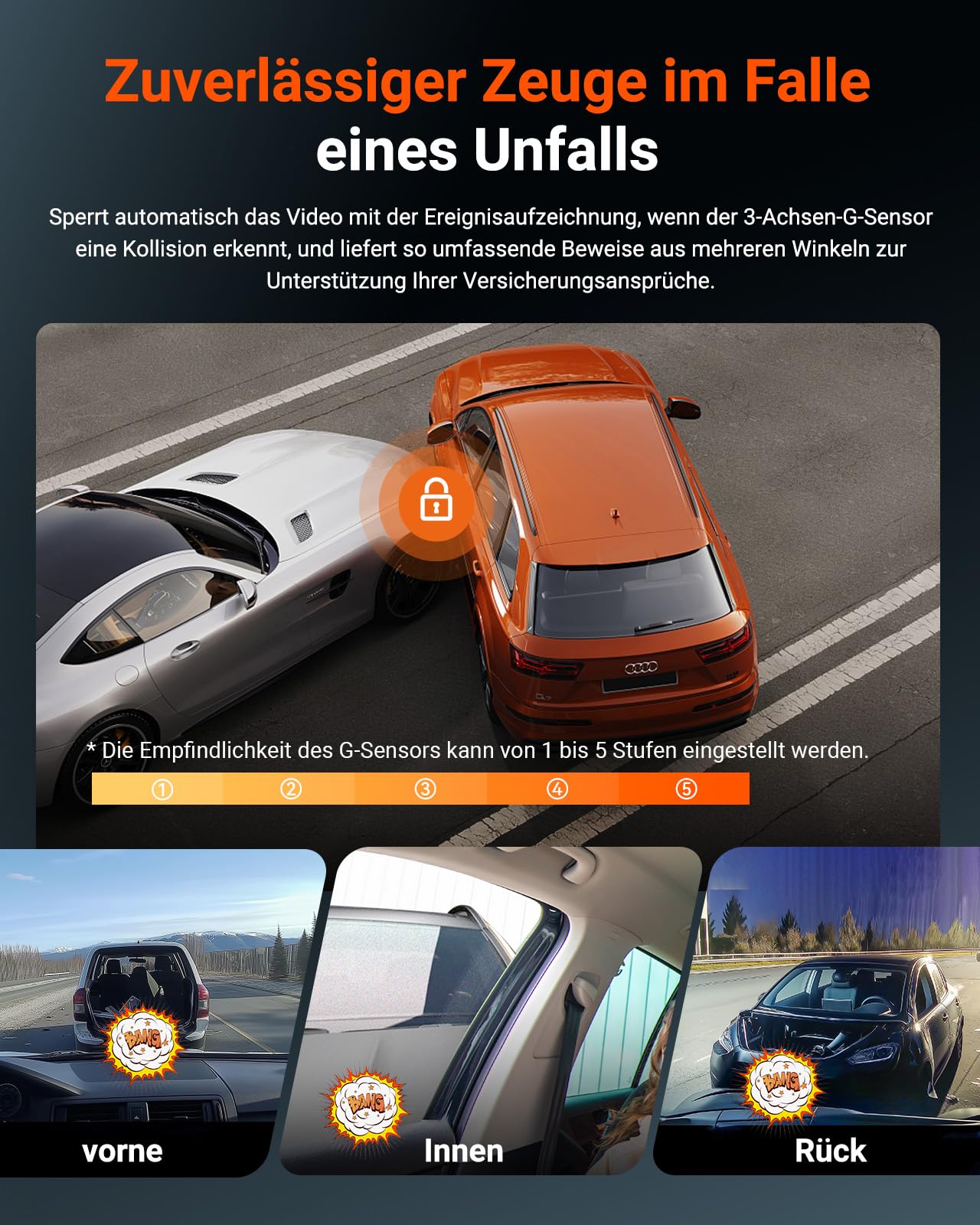 VANTRUE N4S 3 Kanal Dashcam 2.7K+2.5K+1440P STARVIS 2 HDR Nachtsicht 5GHz WLAN GPS 24h Parküberwachung G-Sensor