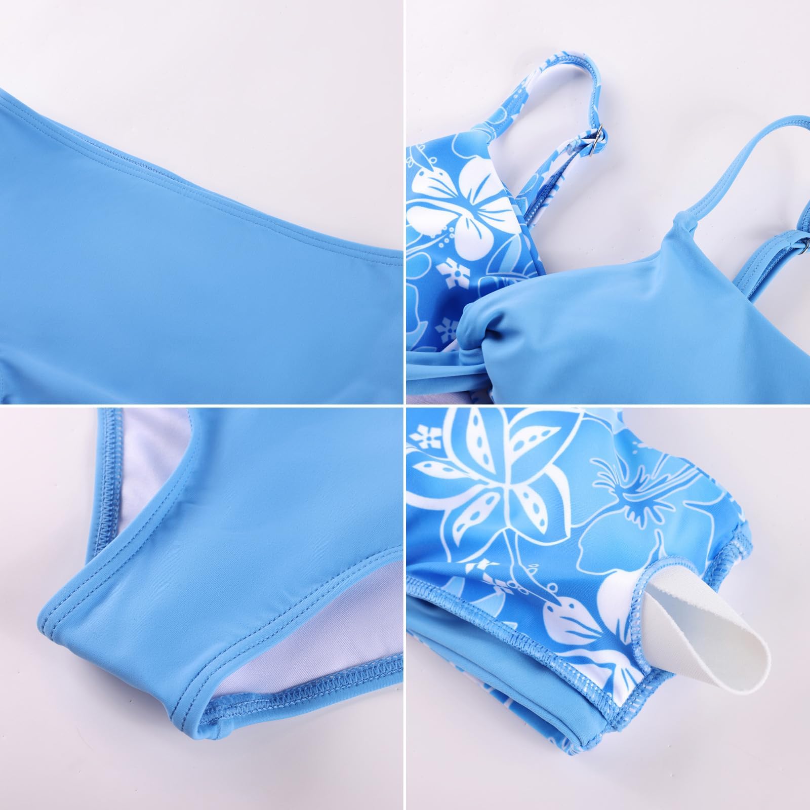 GRACE KARIN Traje de baño para niña, traje de baño, blusa, bragas, pareo, azul, verde, 7 años