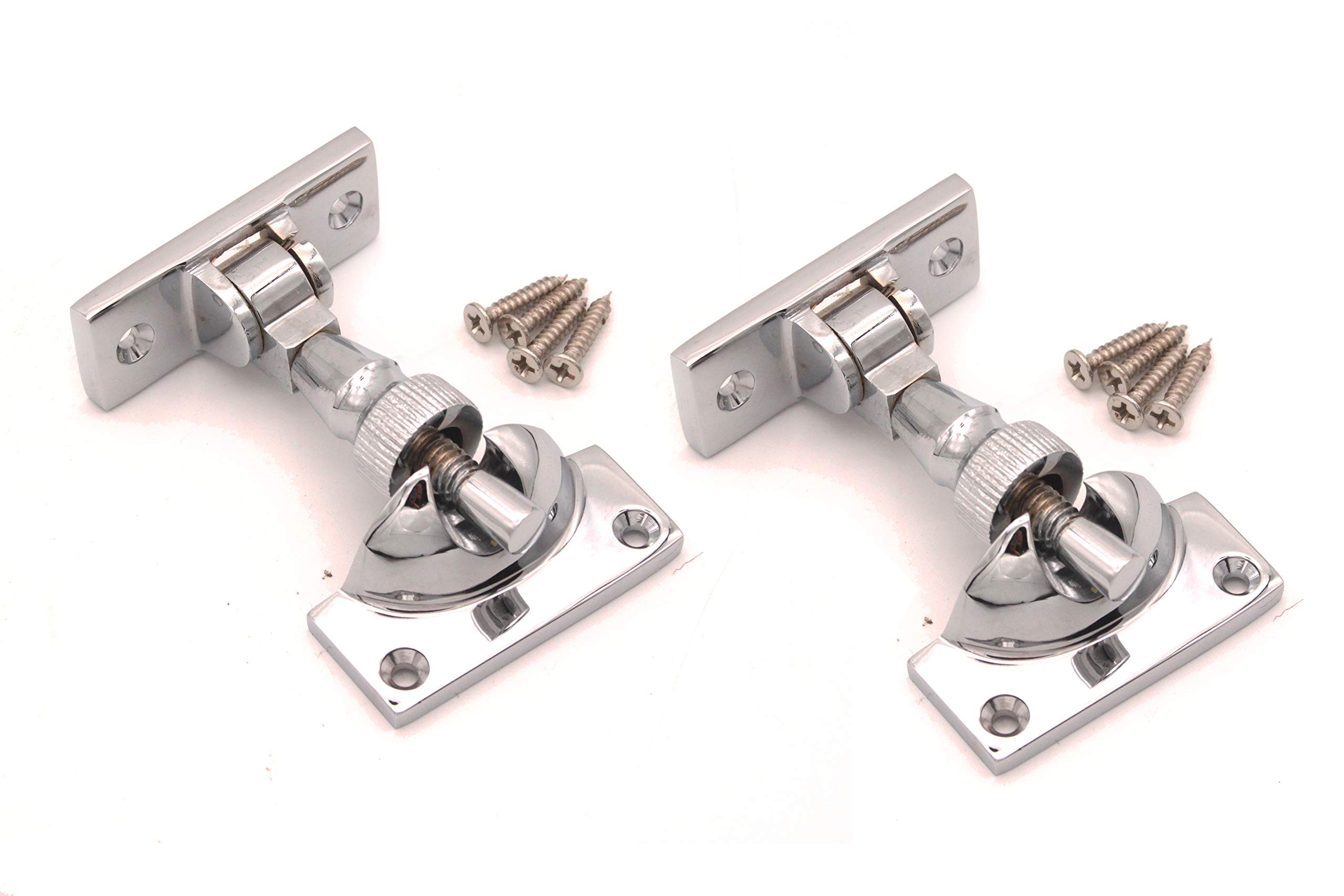 Pack of 2 Solid Brass Victorian Brighton Brass or Chrome SASH Screw Down Wedge Window Fastener (Polished Chrome)