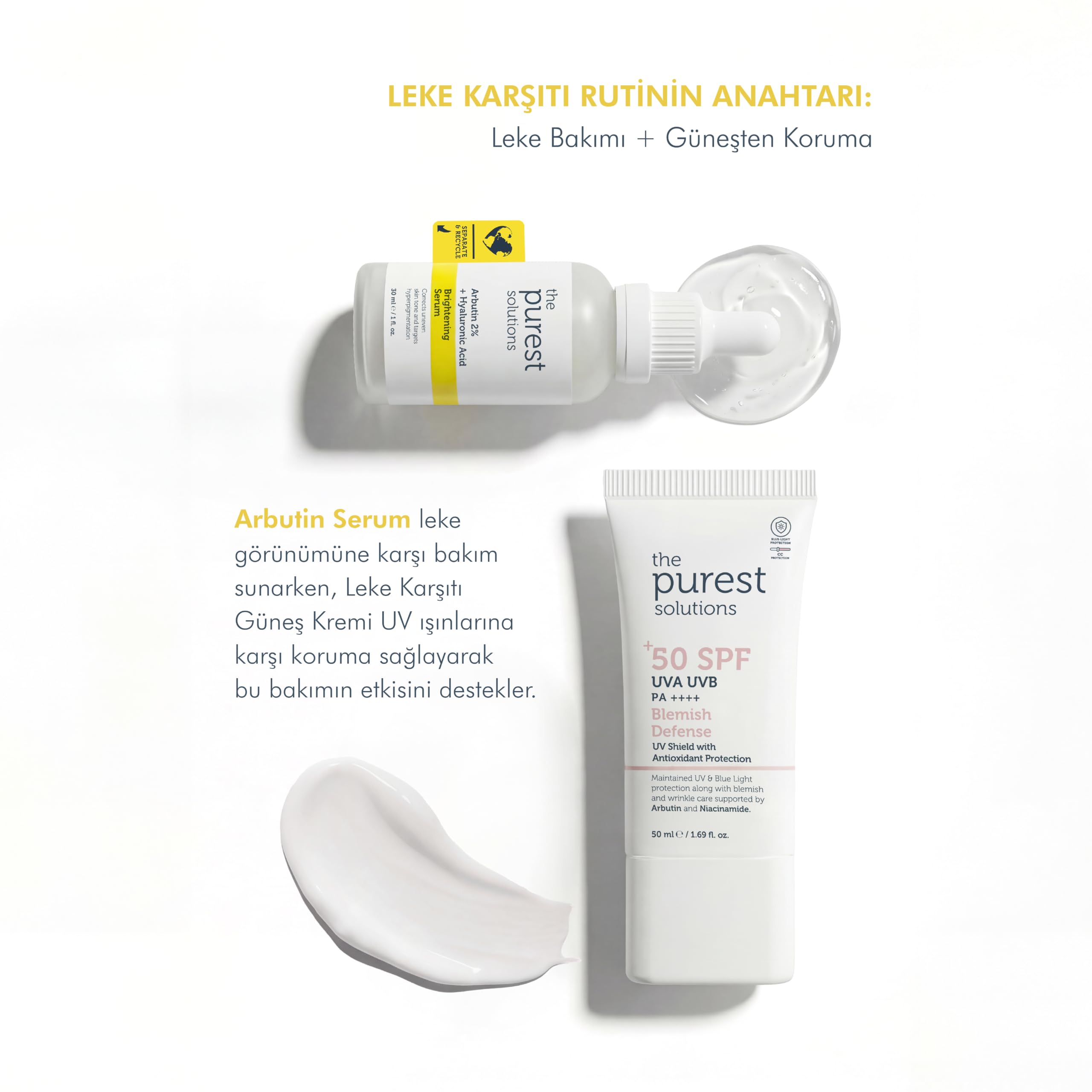 The Purest Solutions, Leke Karşıtı ve Leke Görünümü Önleyici Arbutin Cilt Bakım Serumu 30 ml (Arbutin%2 + Hyaluronic Acid)