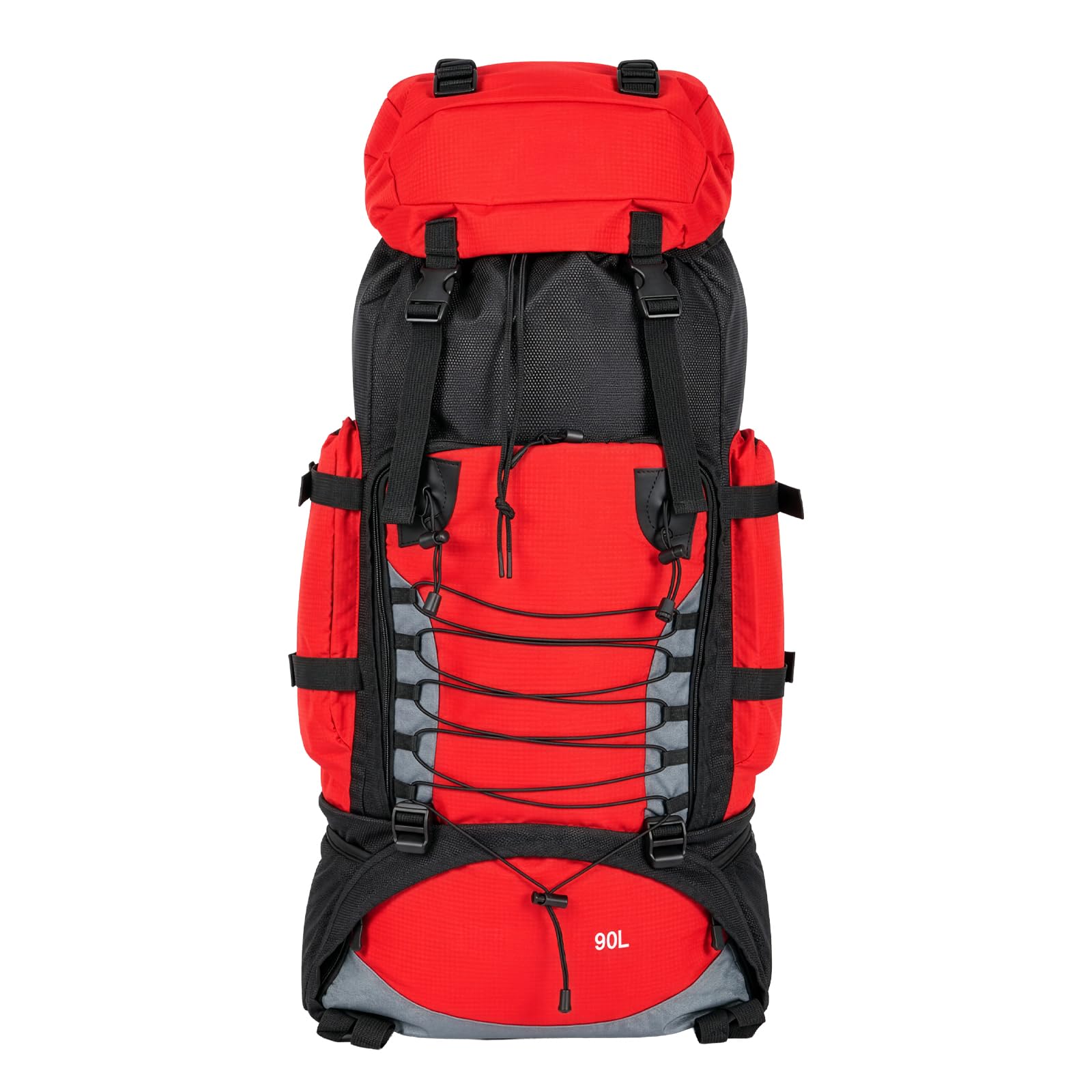 Waterproof Hiking Backpack for Men - Large Capacity Trekking Rucksack with Internal Frame & Rain Cover, Lightweight Camping Backpack for Mountaineering & Outdoor Adventures (90L Red)
