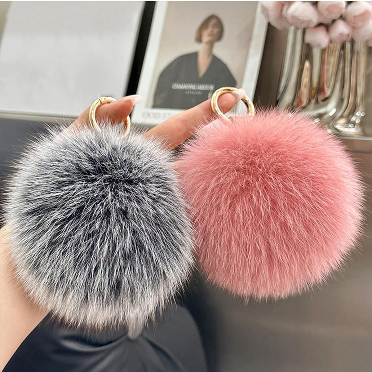 Llaveros Con Pompones Esponjosos, Llavero De Bolas Peludas De Peluche Suave Con Colgante De Pompón Para Llave, Bolso, Mochila, Regalo De Fiesta