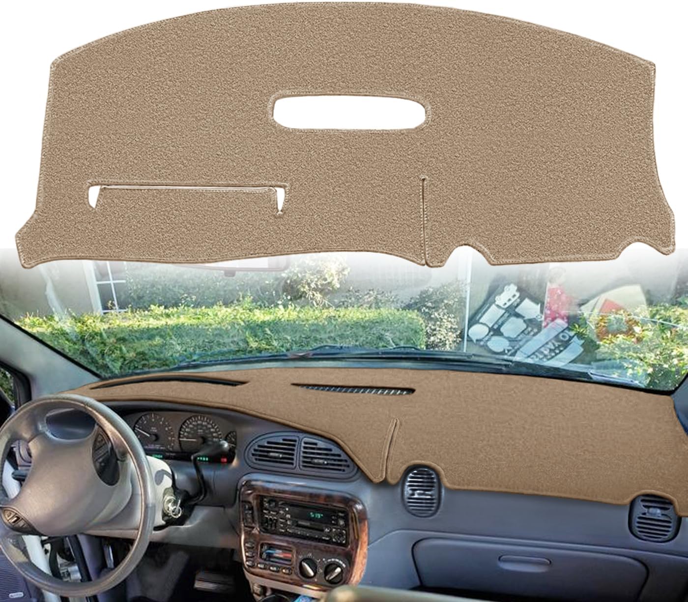 Dash Cover Mat Custom Fit for Dodge Caravan/Grand Caravan, Chrysler Town Country/Voyager/Grand Voyager, Plymouth Voyager/Grand Voyager no Speaker Dashboard Pad Carpet Protector K345 (Dark Gray)