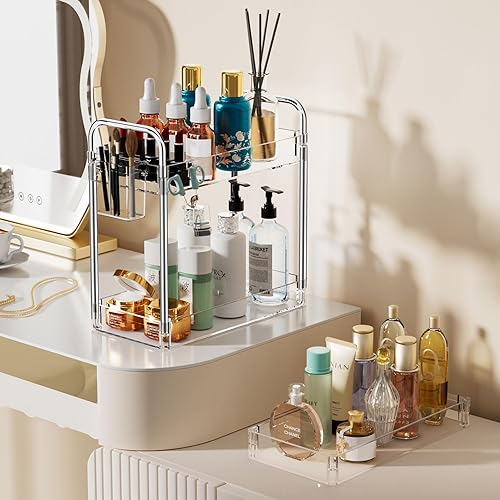 Miniatura 4 de SPACEKEEPER Carrito rodante de almacenamiento de acrílico de 3 niveles, organizador de carrito de baño transparente, organización de lavandería,