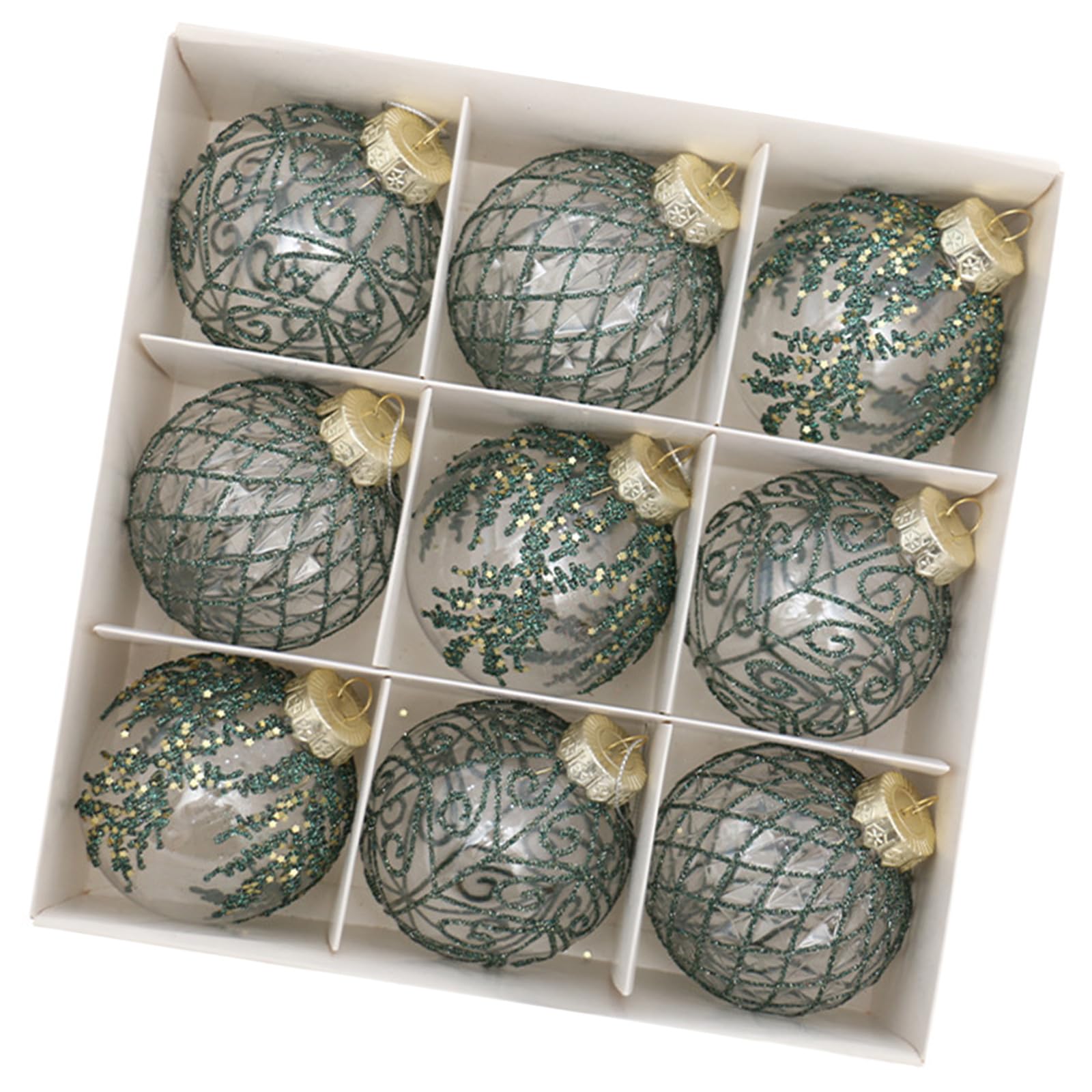 Buxuaaaa Assorted Size Christmas Bauble Set Sparkling Christmas Baubles Set for Family Home Mall Festival Embellishments Ornament