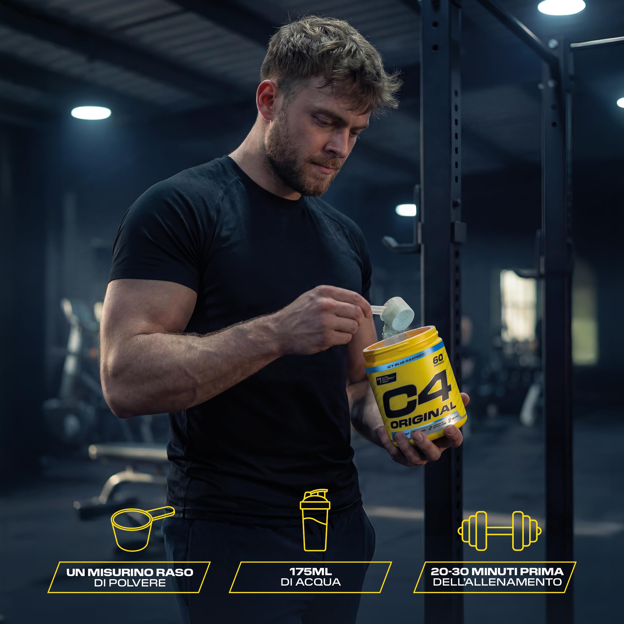 C4 Original Beta Alanine Sports Nutrition Bulk Pre Workout Powder per uomini e donne | I migliori integratori per bevande energetiche pre-allenamento | Creatina monoidrato | Orange Burst | 60 porzioni