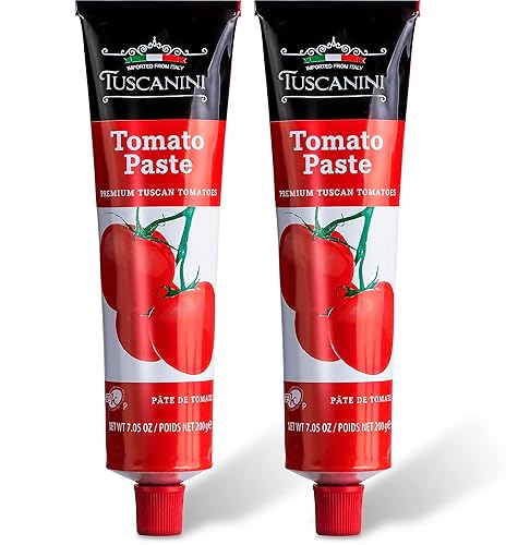 Tuscanini Tubo de pasta de tomate doble concentrado 75 oz paquete de 2 fabricado con tomates italianos de primera calidad
