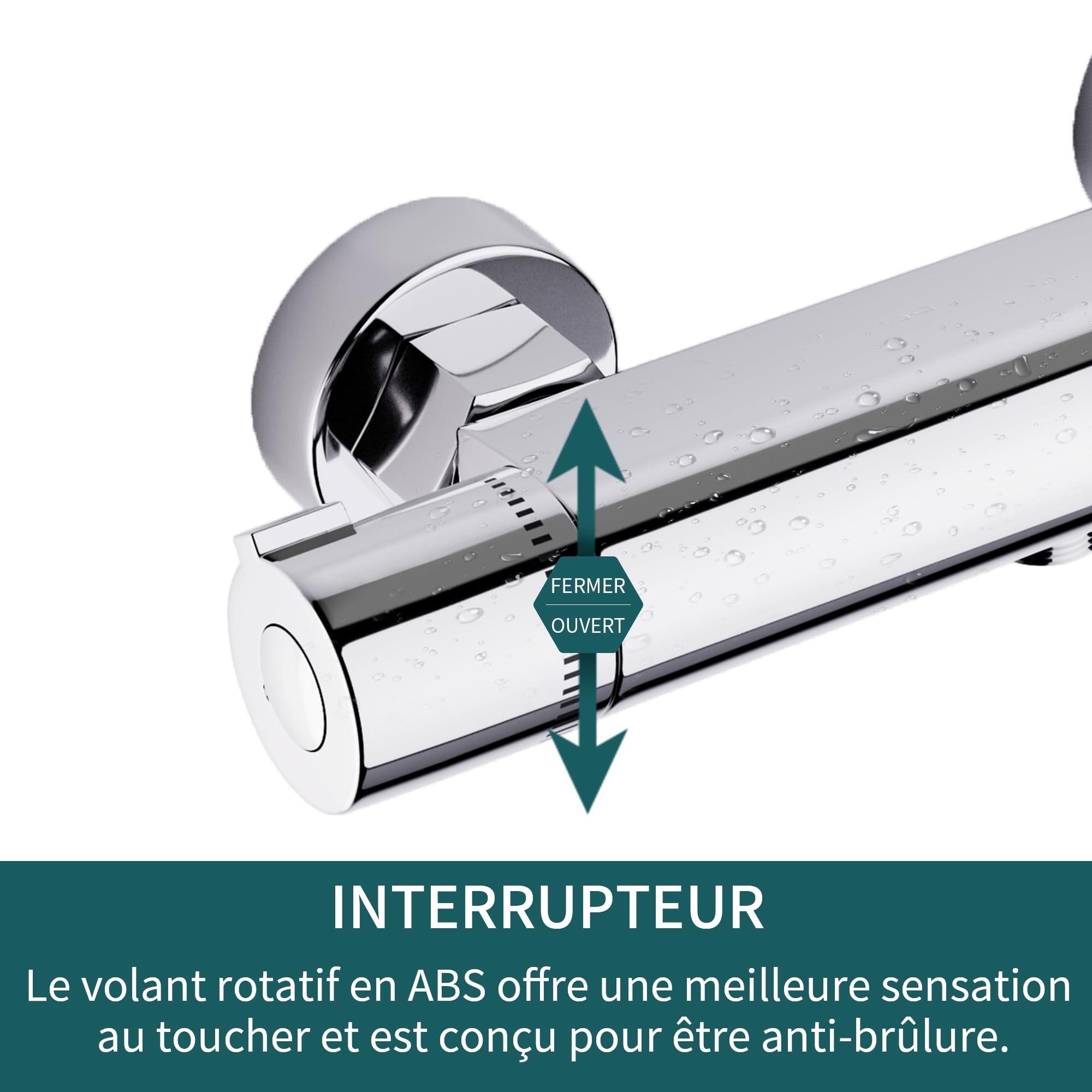 MORADO Mitigeur Thermostatique,Mitigeur de Douche Thermostatique, Robinet Baignoire avec Contrôle de Température Constant, Laiton Finition Chrome
