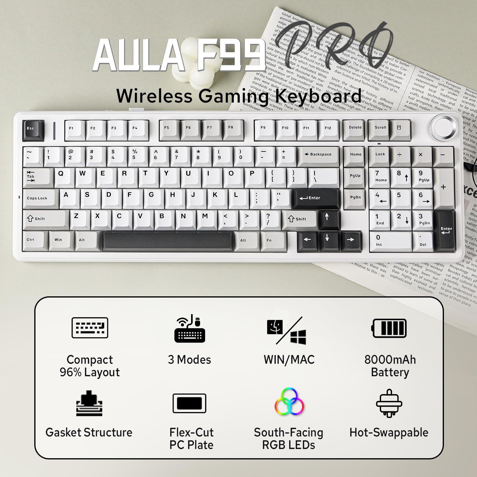 MechLands AULA F99 PRO 96% メカニカルキーボード Amazon.com: MechLands Aula F99 PRO 96% Mechanical Gaming Keyboard