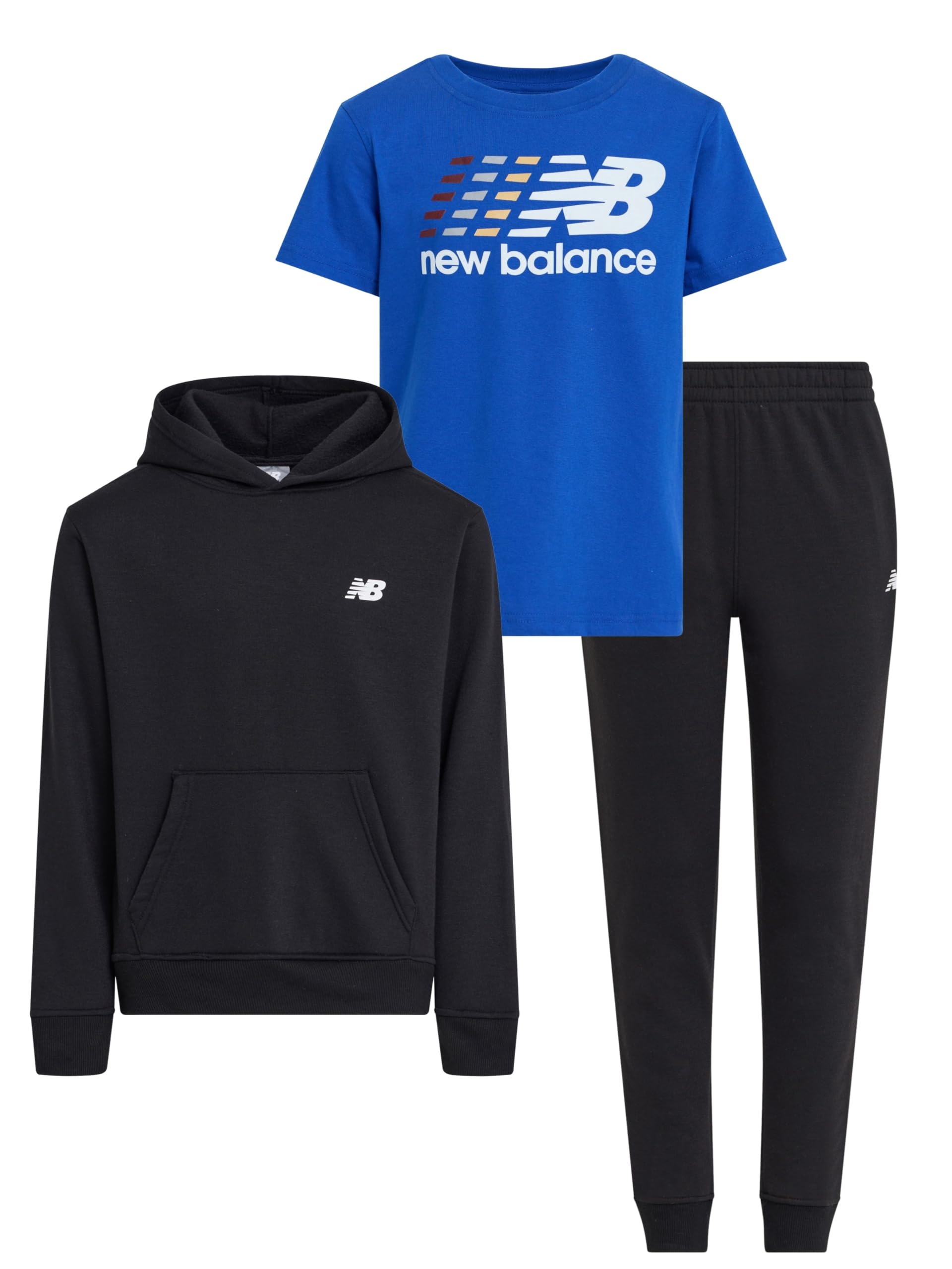 New Balance Premium 3-Piece Boys' Sweatsuit Set (Hoodie, Tee, Jogger) - Cotton Blend Fleece