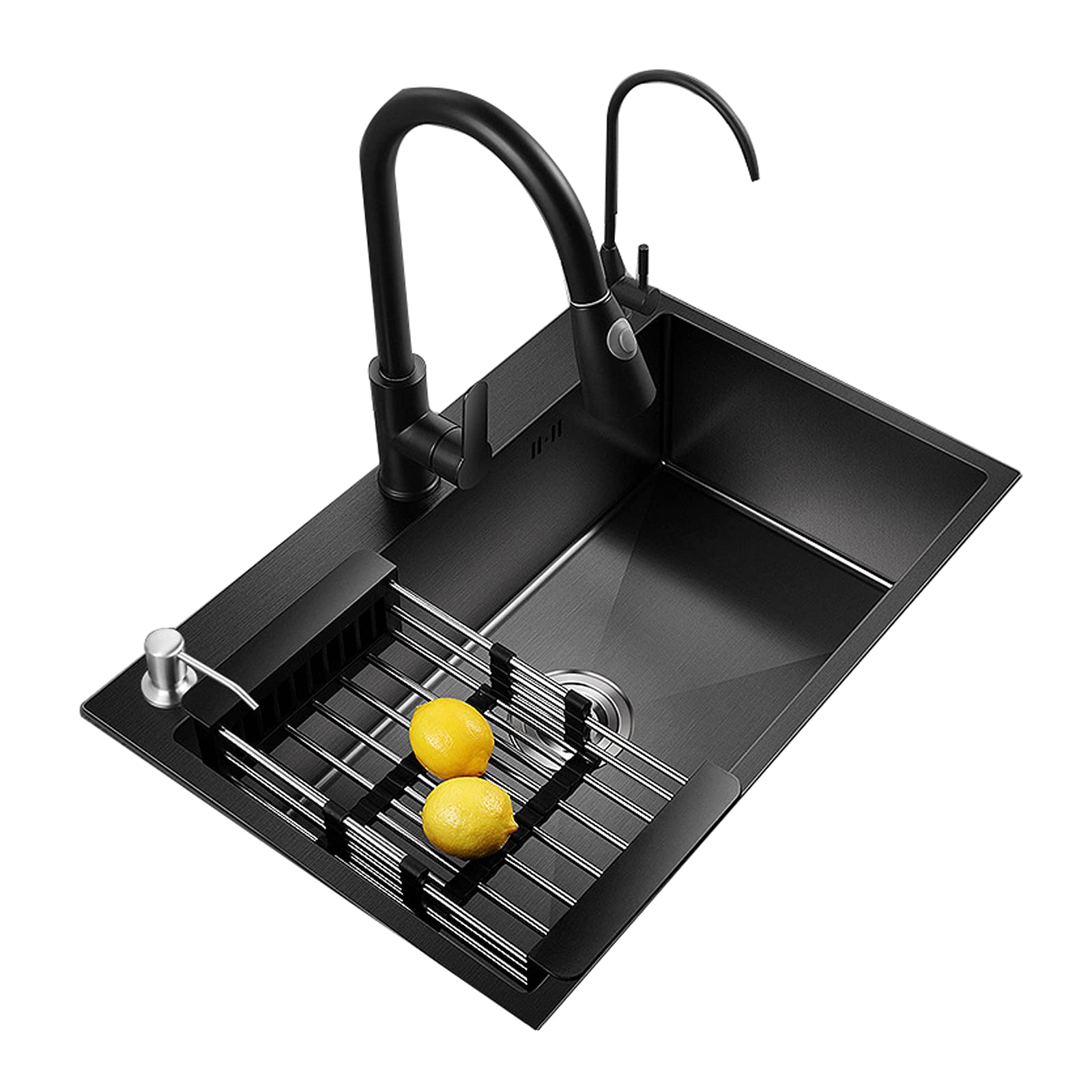 Évier de buanderie noir 60 cm pour laver le linge et rincer les légumes