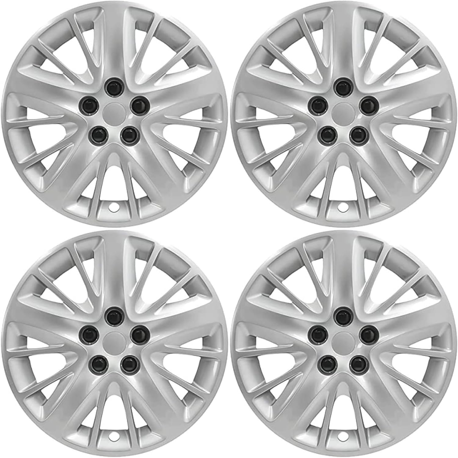 New Wheel Covers Hubcaps Fits 2014-2020 Chevrolet Impala; 18 Inch; 5 Split Spoke; Silver; Plastic; Set of 4; Lug Covers