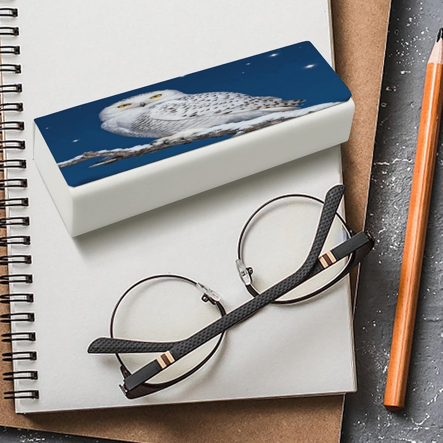 Leather Hard Shell Glasses Case, Portable Travel Sunglasses Case image 4