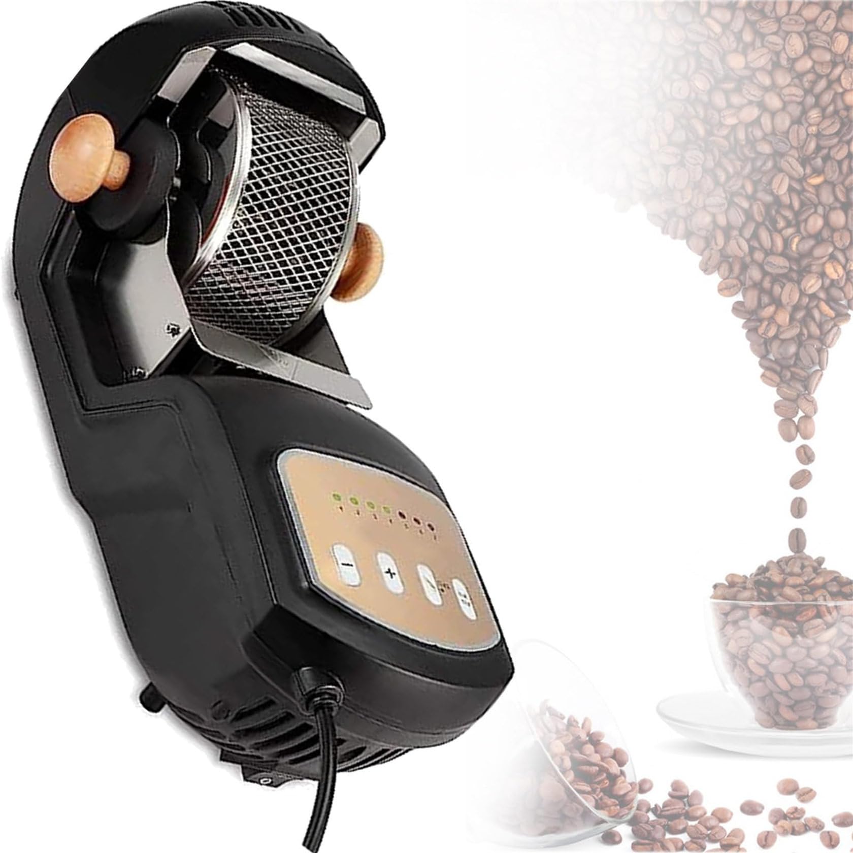 Torrefazione elettrica per chicchi di caffè, 300 g, macchina per arrostire automatica professionale con timer, velocità del vento regolabile, aria fredda/calda, rulli in acciaio inox fai da te