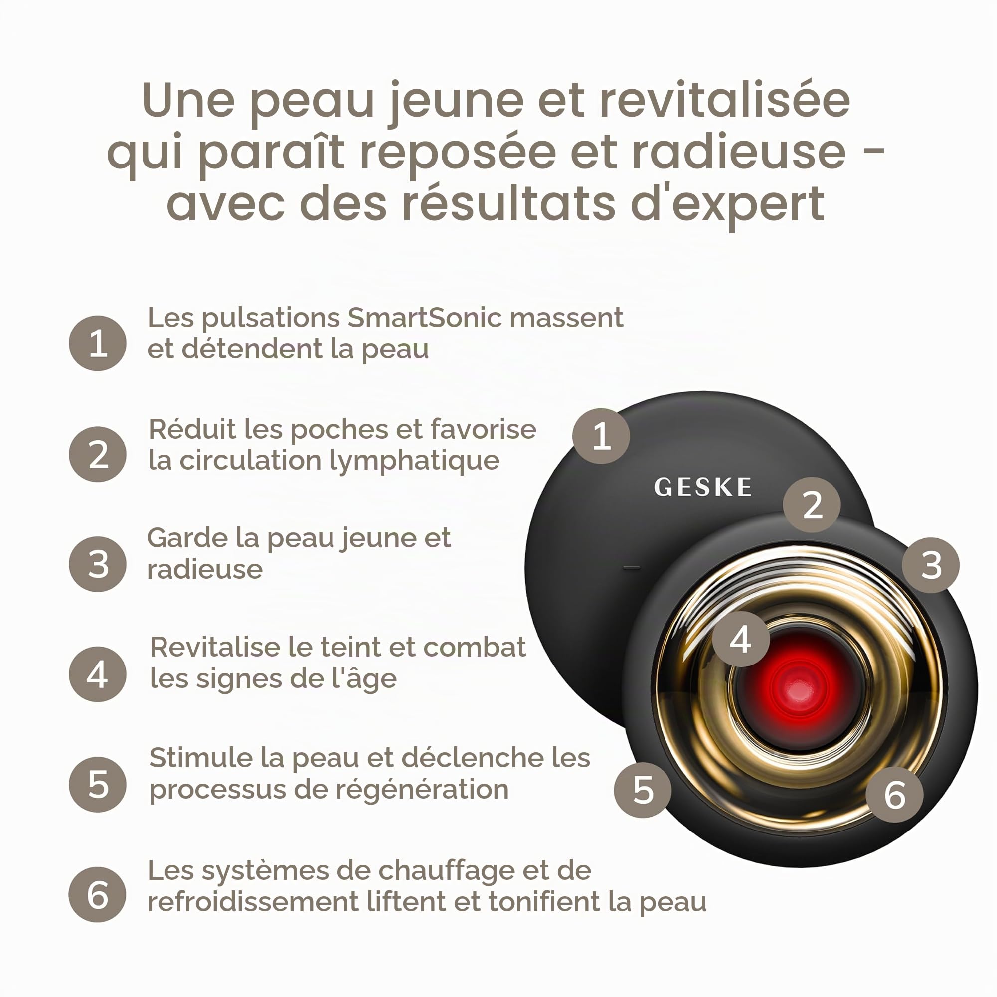 GESKE Sonic Cool & Warm Face & Body Massager | 9 in 1 Dégonfle la peau