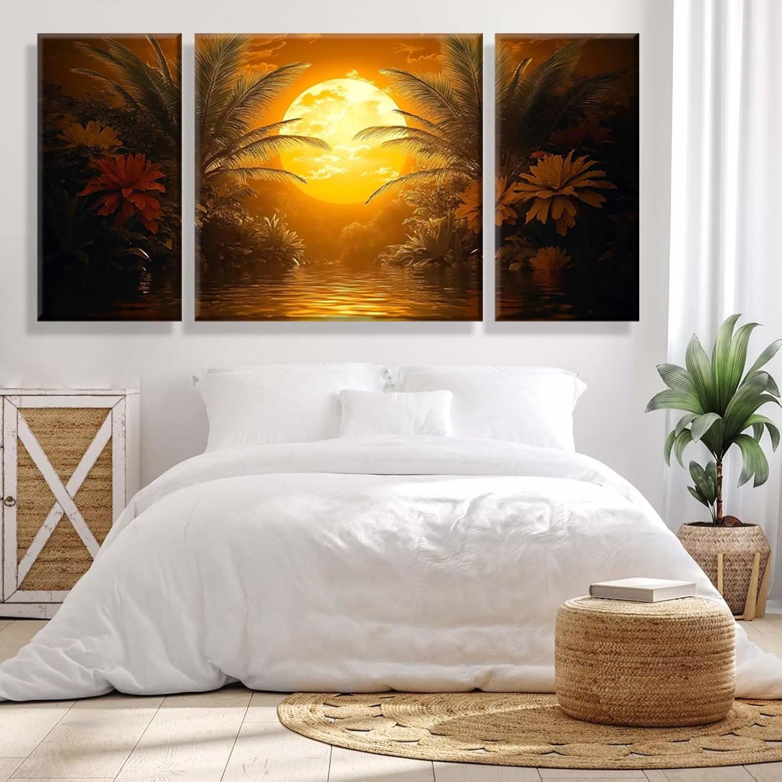 3 Pezzi Dipingere con i Numeri adulti, Paint by Numbers Luna Albero, Kit Lavoretti Creativi, Kit di Pittura Acrilica Fai-da-Te, con 3- Pennello, Decorazioni Casa 70x140cm (Senza Cornice) y1s-583
