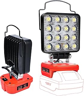 Cordless LED work light for Milwaukee 18V battery,48W 3400LM Portable battery work light With USB / Type-C charging port and low-voltage protection,Applicable to Job Site & Security Lighting（2 Modes）