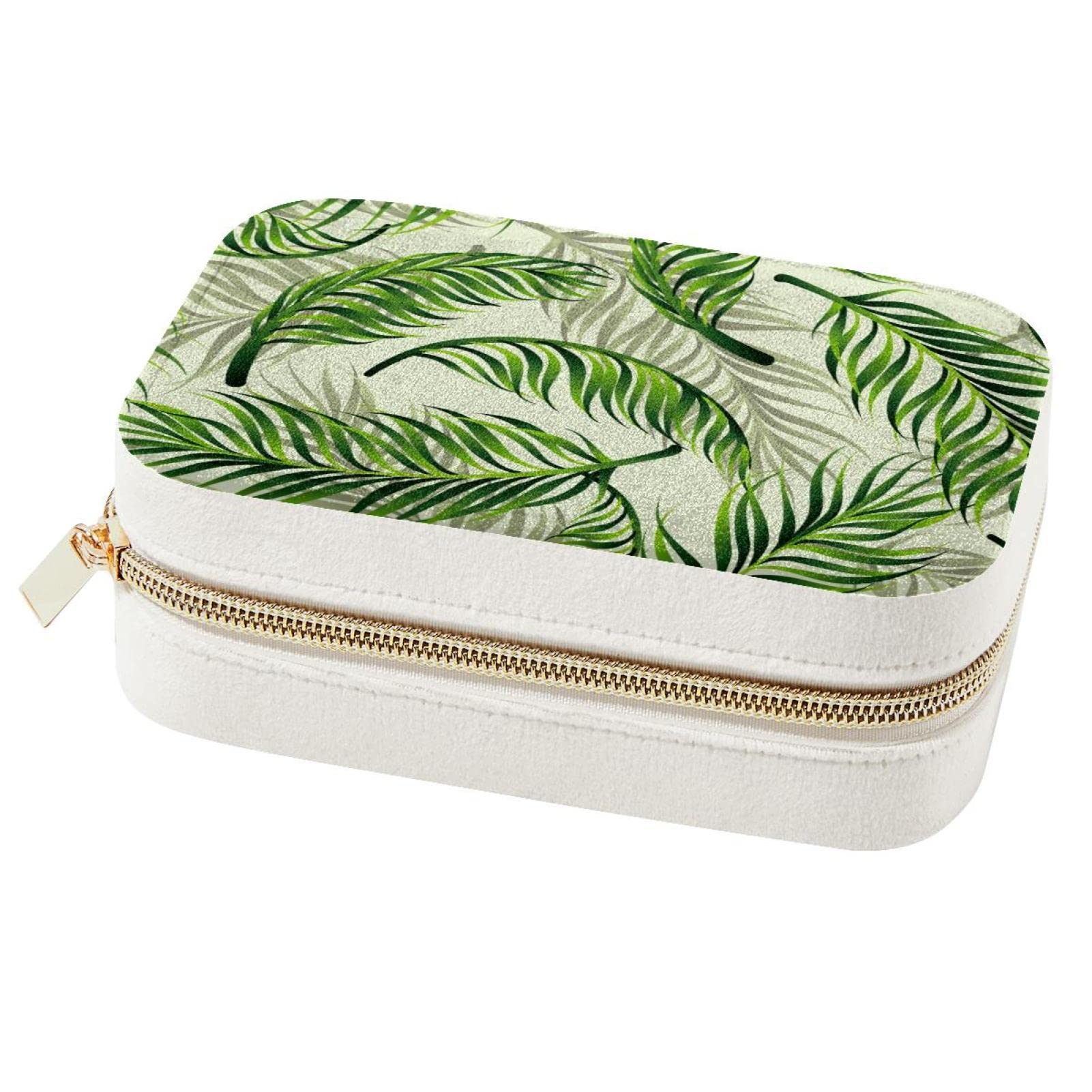 Boîte à bijoux de voyage portable verte pour bagues et colliers