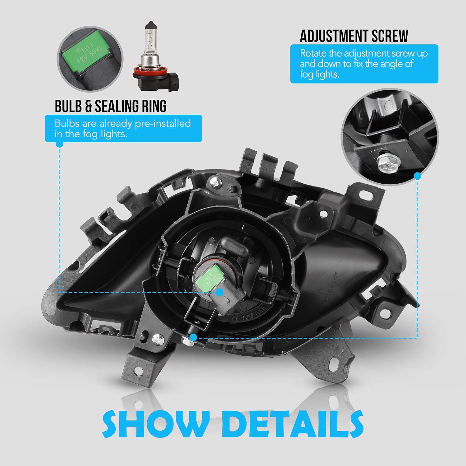 Fog Lights Assembly Fit for 2014-2017 Mazda 6 With Clear Lens 2PCS OEM Replacement Fog Lamps