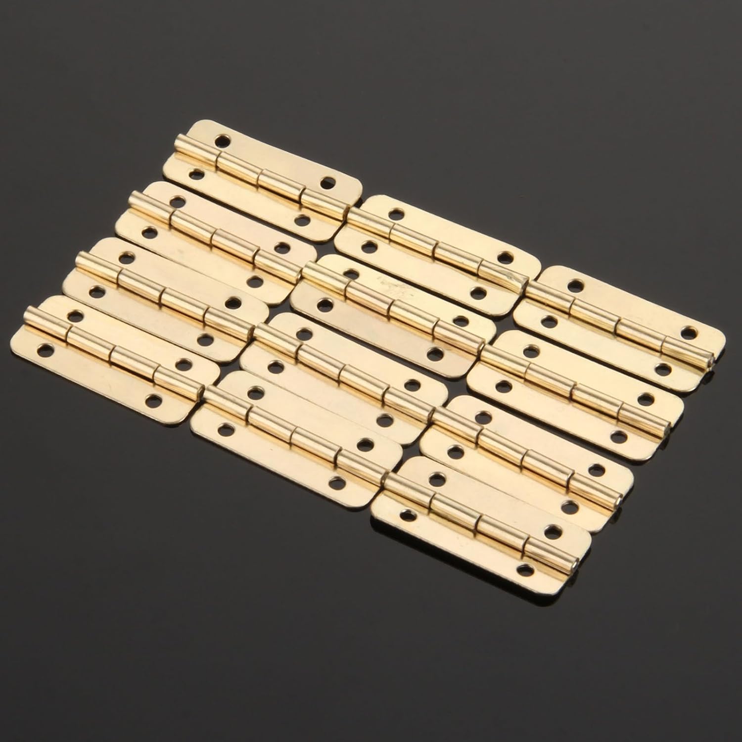 12Pcs Gold Furniture Hinges with Screws for Box Door Butt Decorative Small Hinge for Cabinet Drawer Fittings