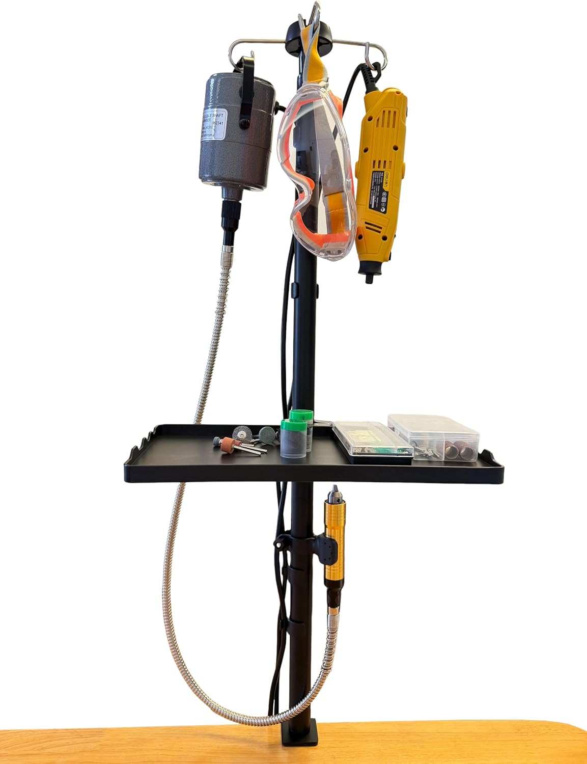 Rotary Tool Hanger with Storage Tray 33.5 in Flex Shaft Stand