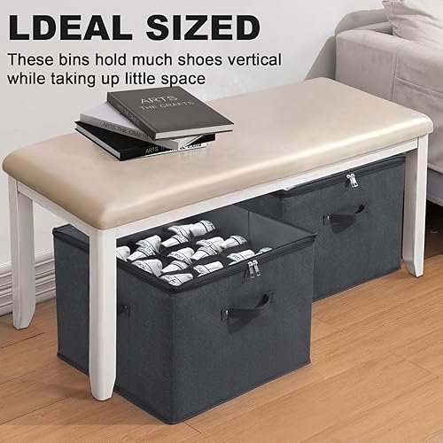 Miniatura 2 de Mayniu Organizador de almacenamiento de zapatos para 16 pares, organizador grande de zapatos con asas reforzadas, organizador de caja de zapatos