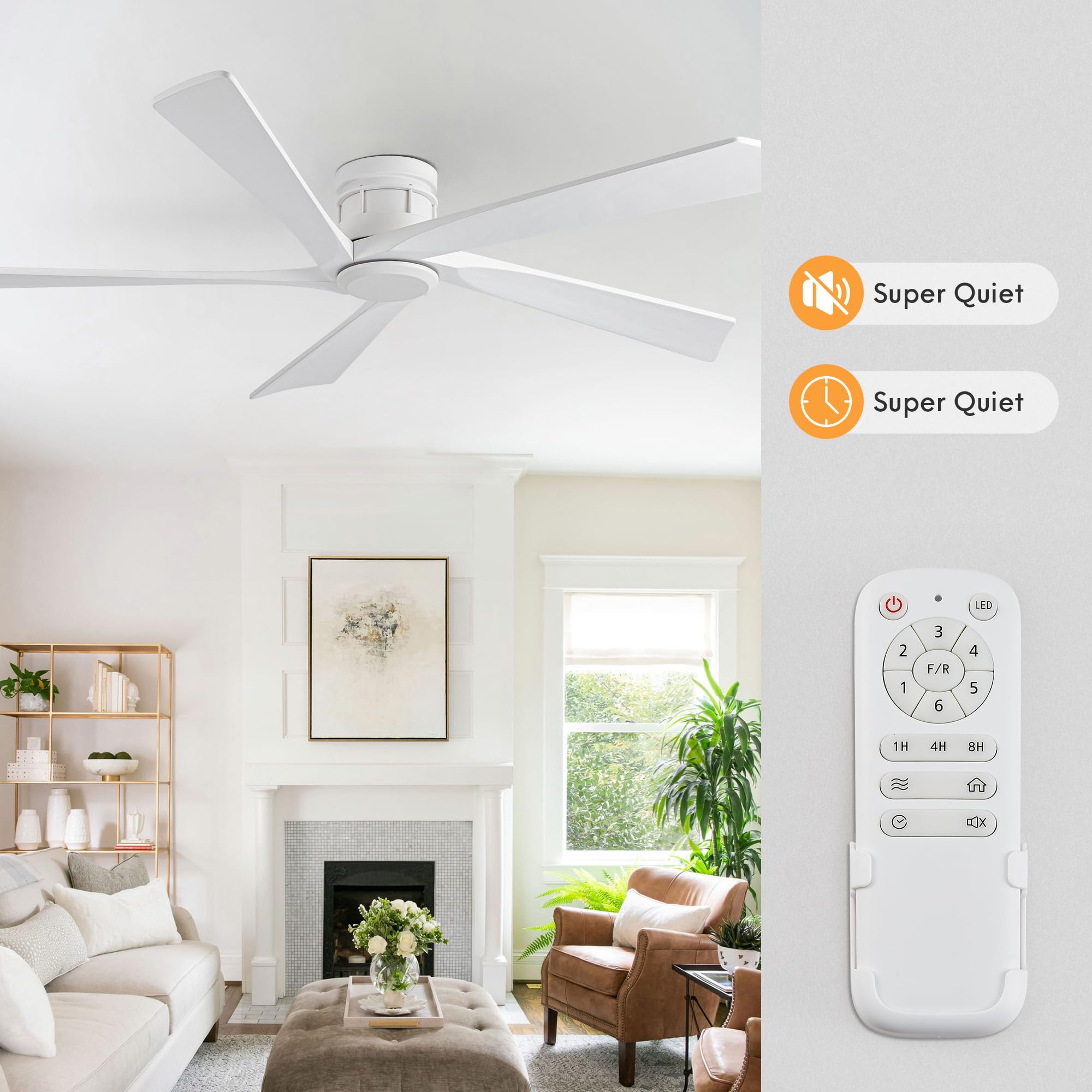 Snapklik.com : EKIZNSN 64 Inch Outdoor Low Profile Ceiling Fans No ...