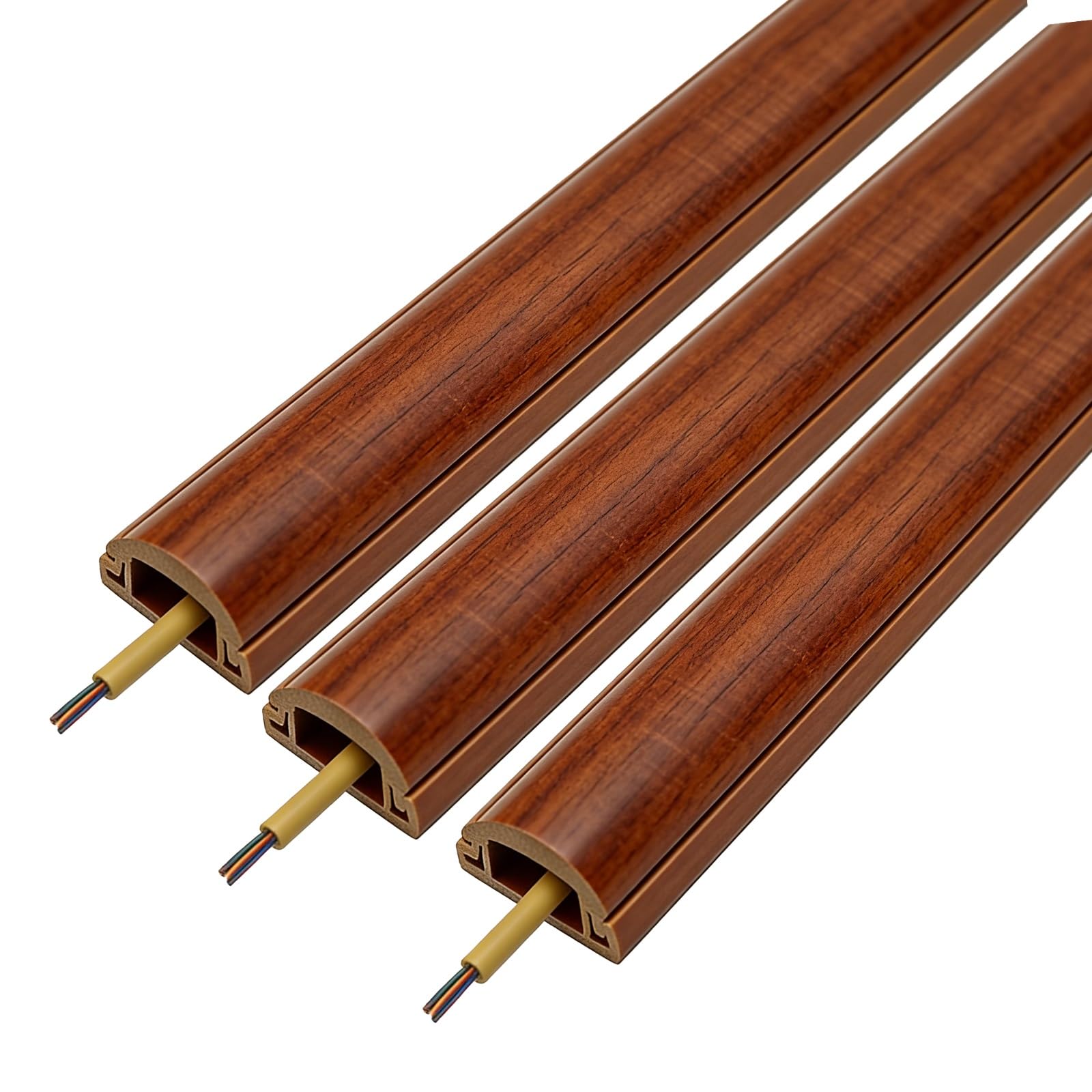 Passacavi Passacavi 1/2/3 Pezzi, Canale per La Gestione dei Cavi con Retro Adesivo, Copricavo per Pareti/Pavimenti, Motivo Venatura del Legno(3 PCS,Model B)