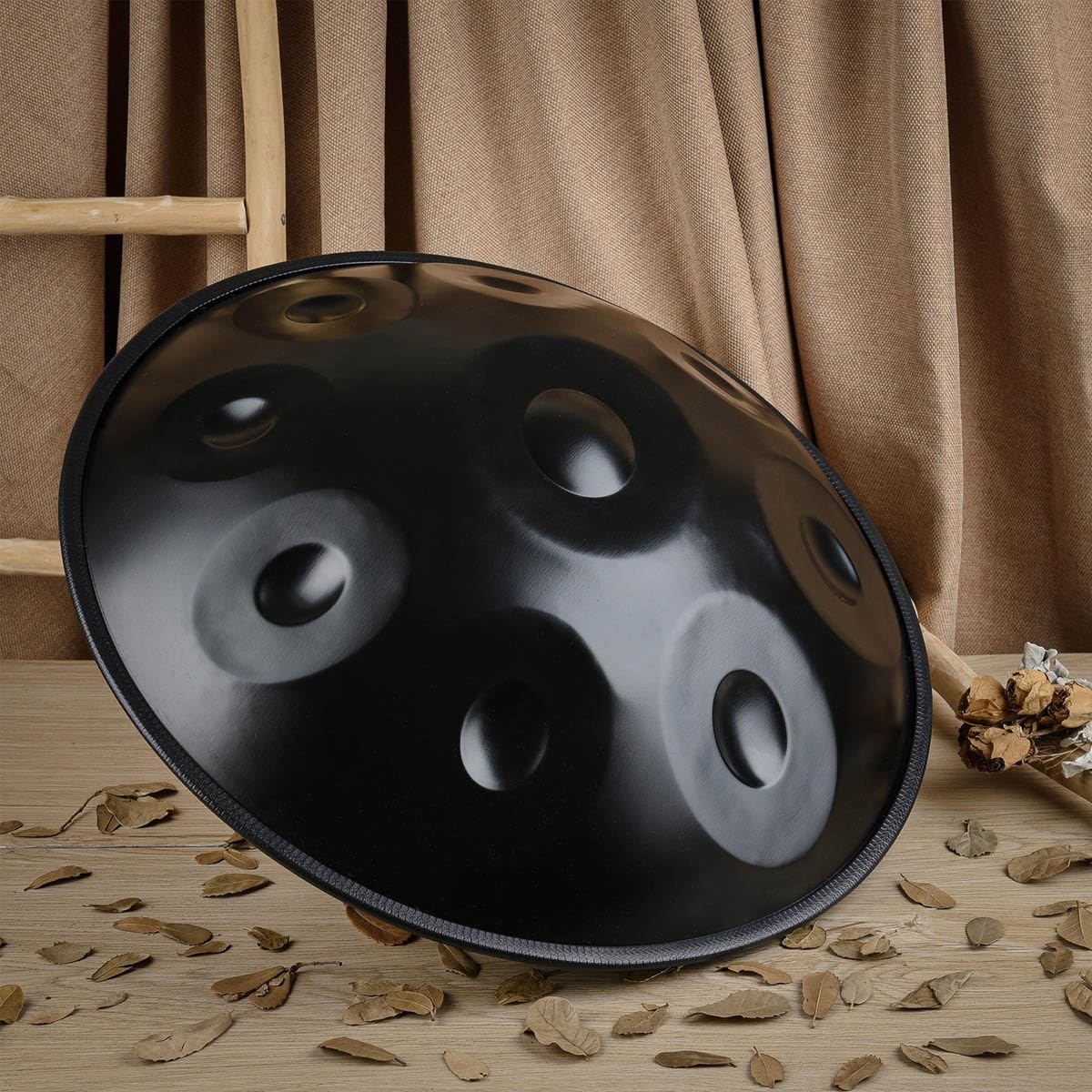 Handpan 22 Pulgadas Tambores de Mano en Re Menor 9/10/12 Notas Instrumento de Tambor de Acero handpan professionale 432Hz/440Hz para Meditación, Musicoterapia(Gold,10 Notes(432Hz))