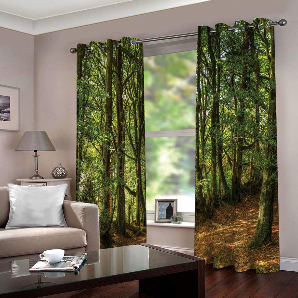 Venivici Wald Vorhänge 300cm - Natur Landschaft Verdunklungsvorhänge 2er Set