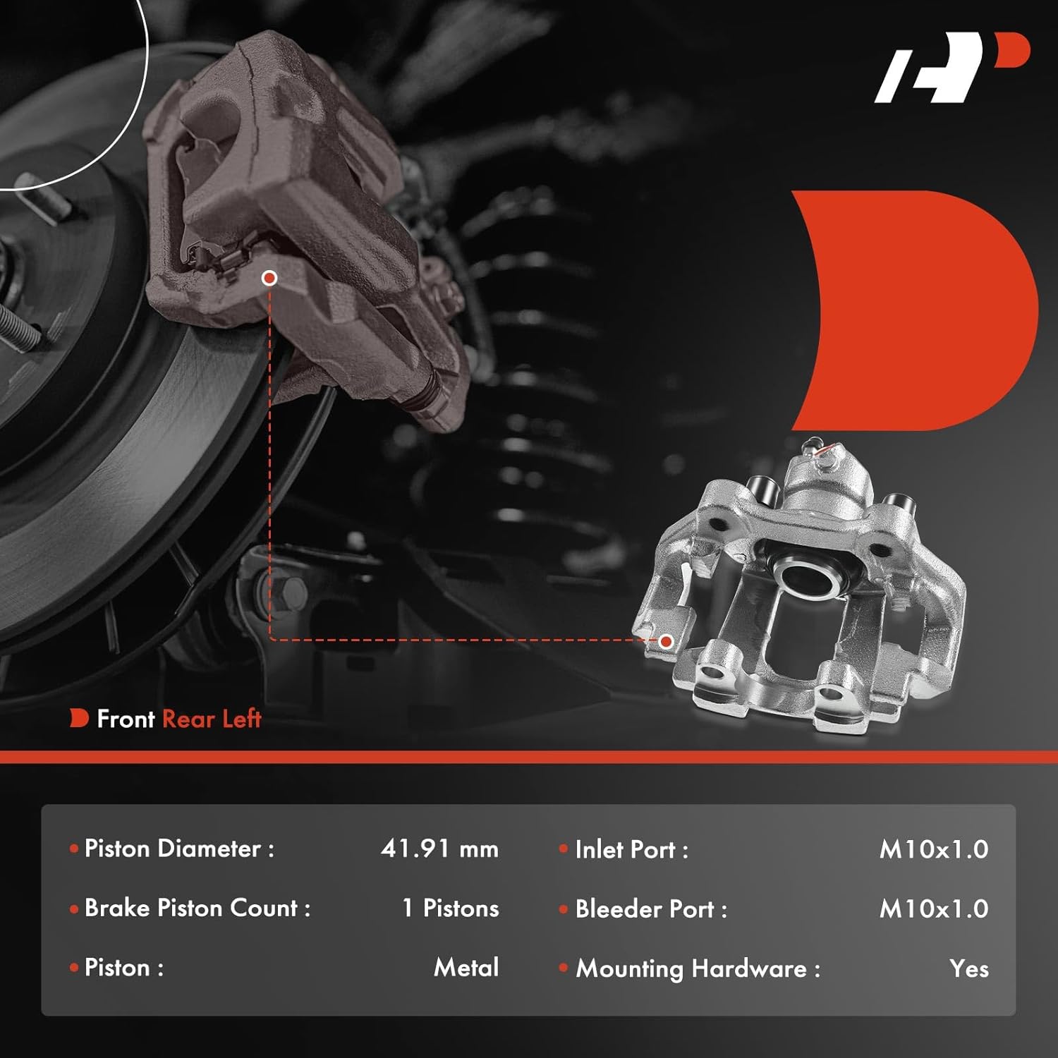 A-Premium Disc Brake Caliper Assembly with Bracket Compatible with Select Mercedes-Benz Models - GL320, GL350, GL450, GL550, ML320, ML550, R320, R350 - Rear Left Driver Side