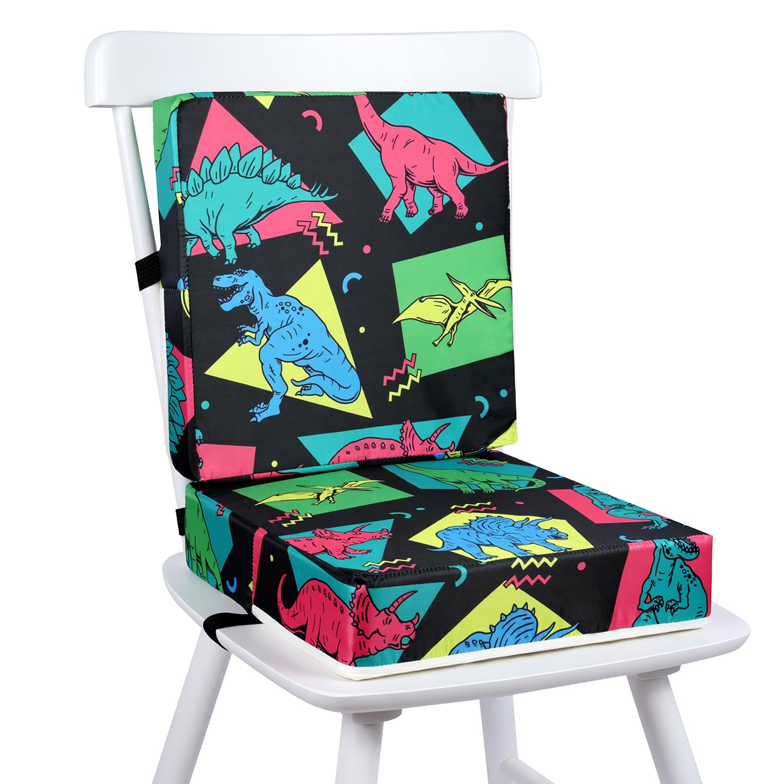 Vicloon Toddler Booster Seat for Dining Chair, Non-Slip Bottom Kids Booster Seat Dining with Backrest, 8cm Thick Sponge Booster Cushion, Adjustable Safety Belt, Detachable Washable Strong Support