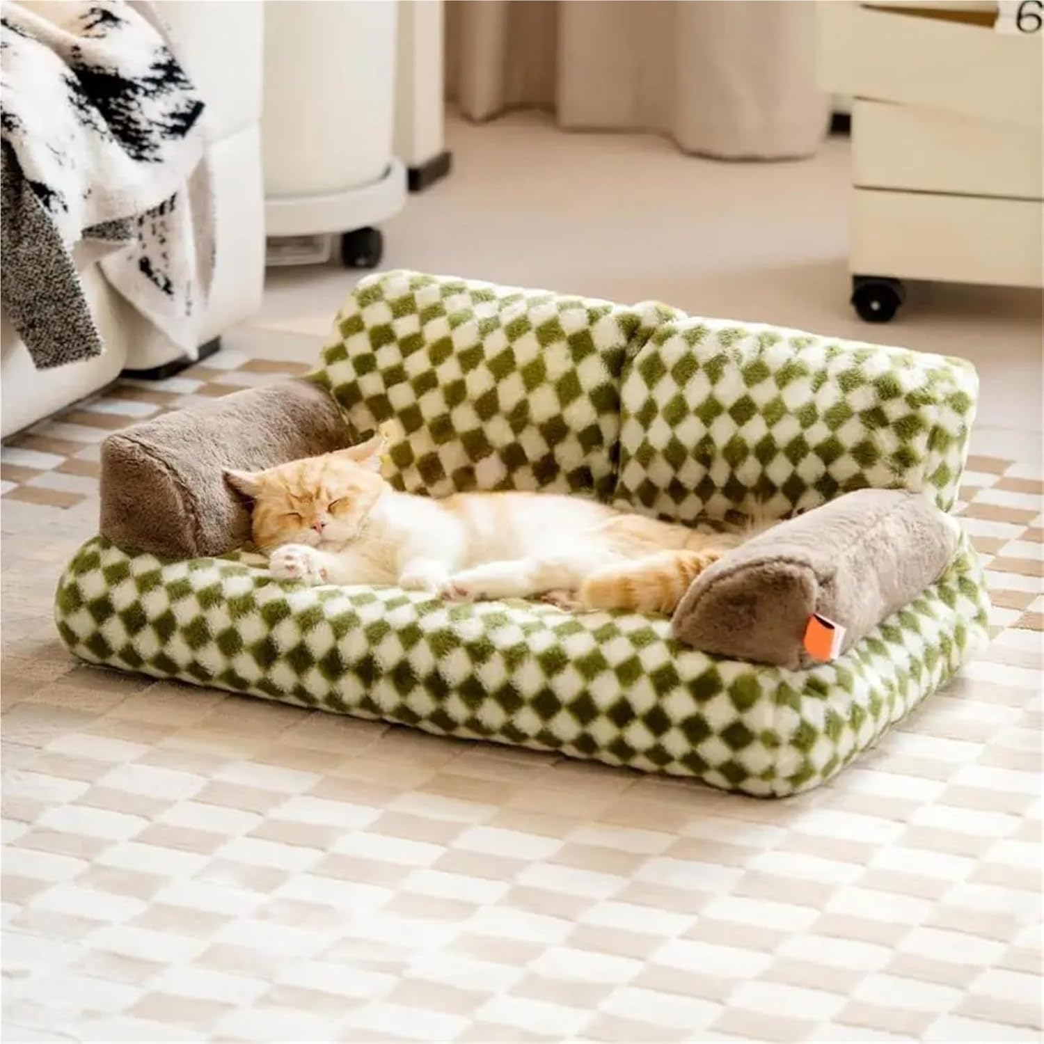 Cozy Plush Pet Sofa Bed for Small to Medium Cats & Dogs - Anti-Slip, Soft, Washable Design(Sky Blue)
