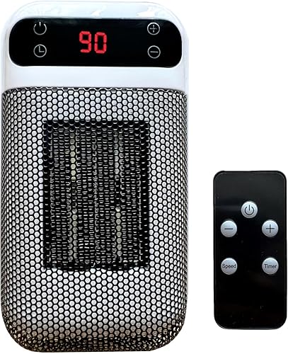 Mini calentador enchufable, calentador de espacio de pared portátil con control remoto, pequeña toma de corriente de calefacción con termostato