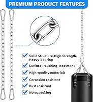 Vista 3 de Heavy Duty Stainless Steel Chains, 550LB Punching Bag Chain with Carabiners, Heavy Bag Chain for Boxing Punching Bags Hanging Chair Hammocks Swing