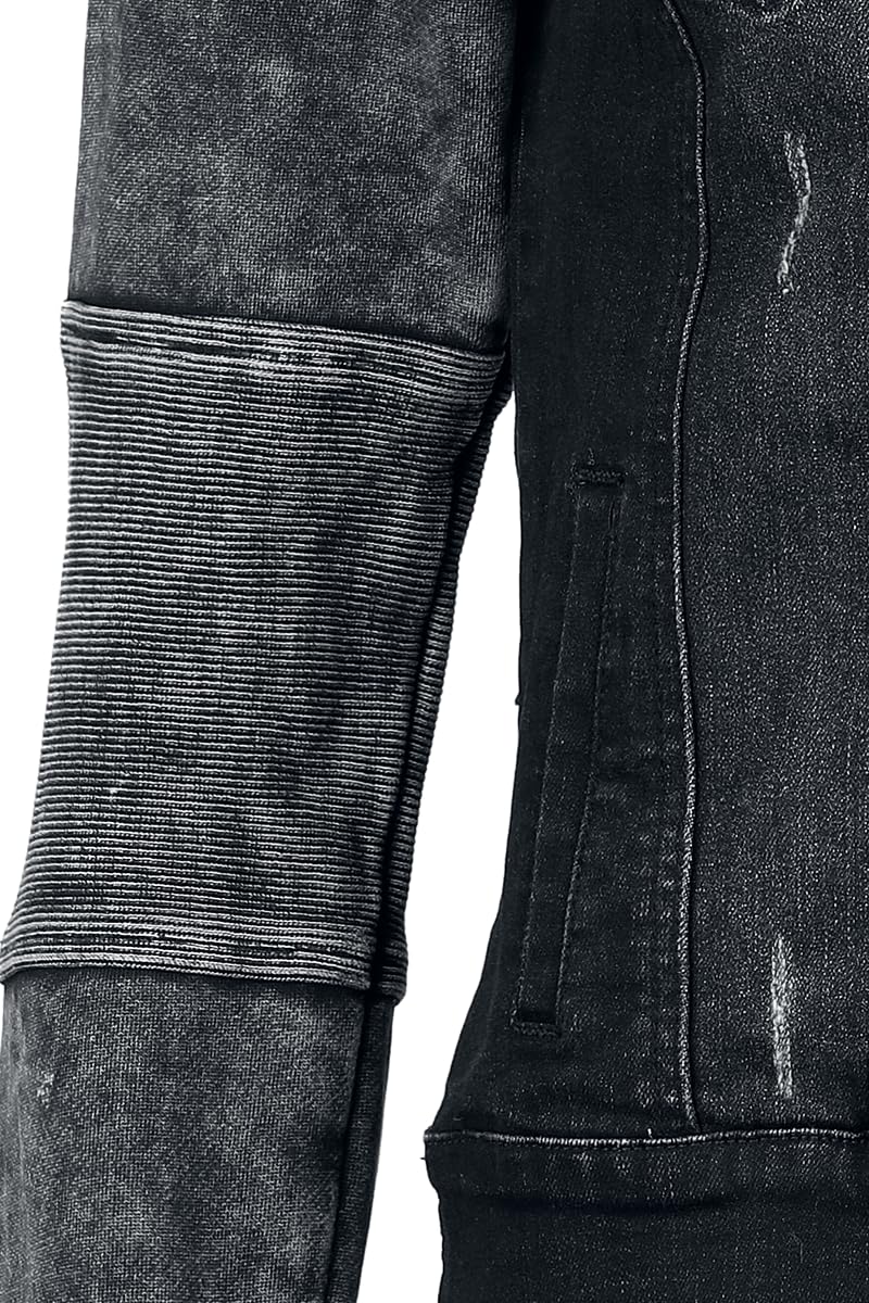Black Premium by EMP Donna Felpa con cappuccio nera/grigia con bottoni sul davanti