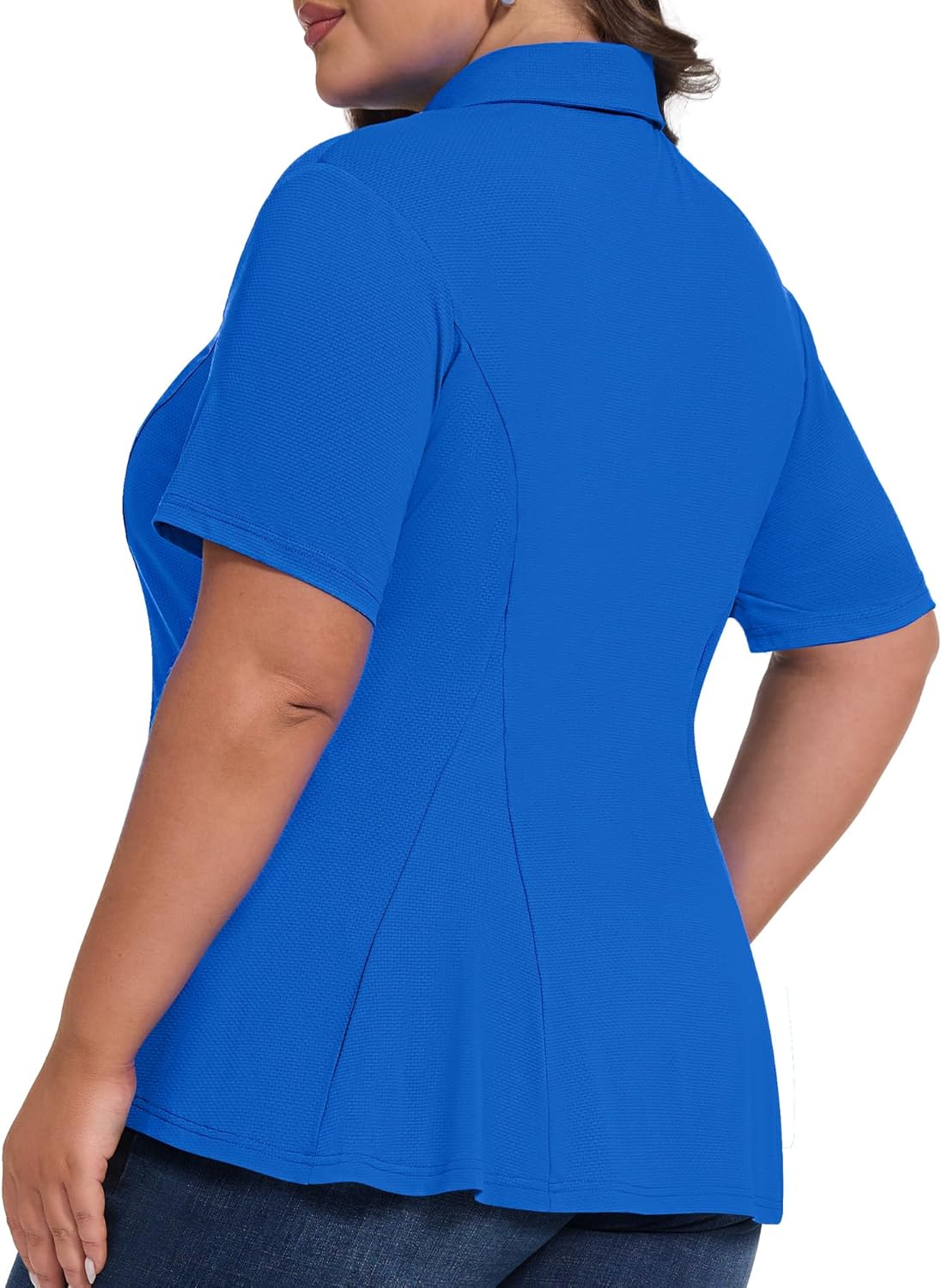Casei Women's Plus Size Golf Polo Shirt with Sunglasses Holder UPF 50+ Tunic Tops Casual Workout Work Shirts