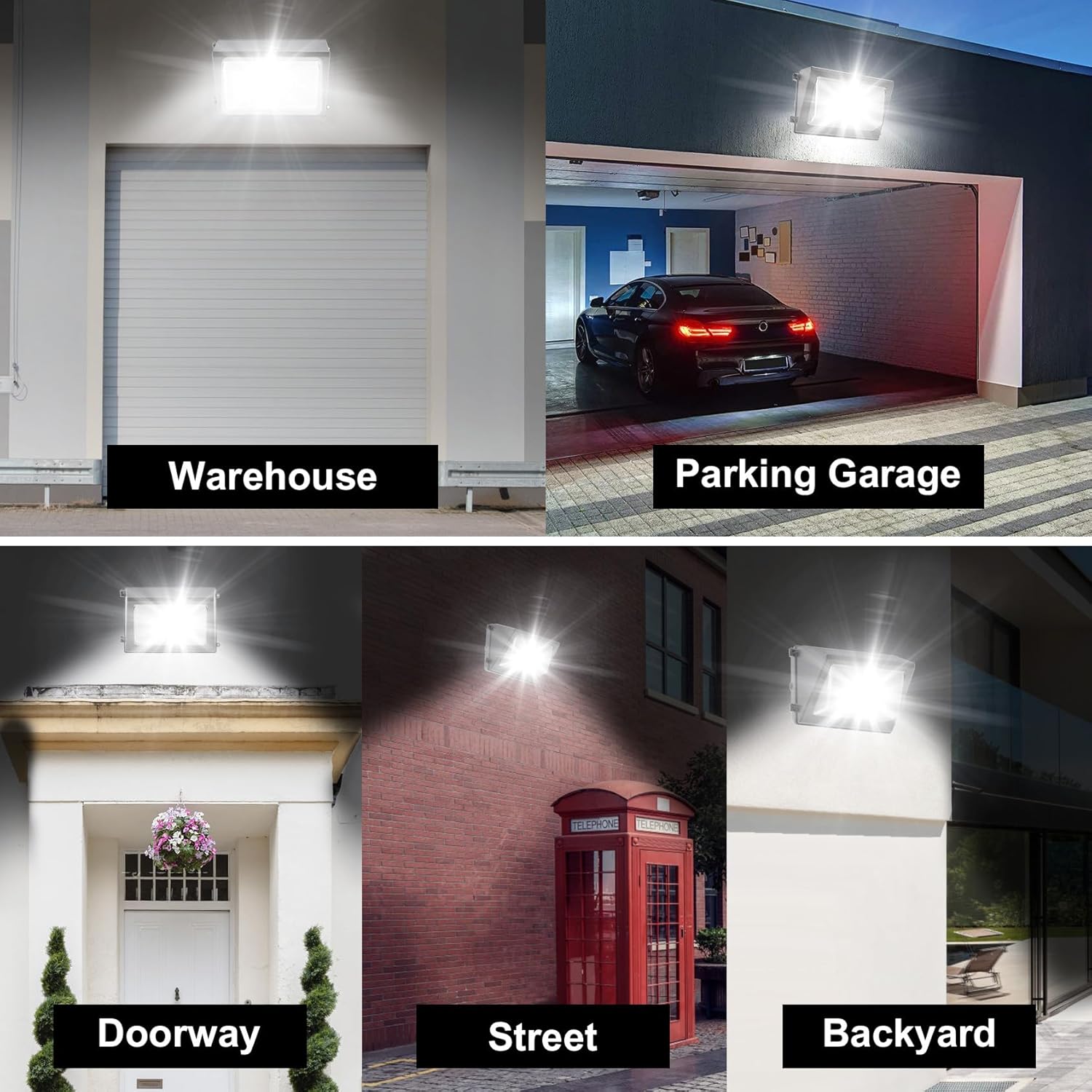 BBESTLED LED Wall Pack Light with Photocell, 80W 60W 48W LED Street Lights Outdoor, ETL 120-277V 5700K/5000K/4500K 10400LM IP65, Dusk to Dawn, Commercial LED Flood Light Outdoor
